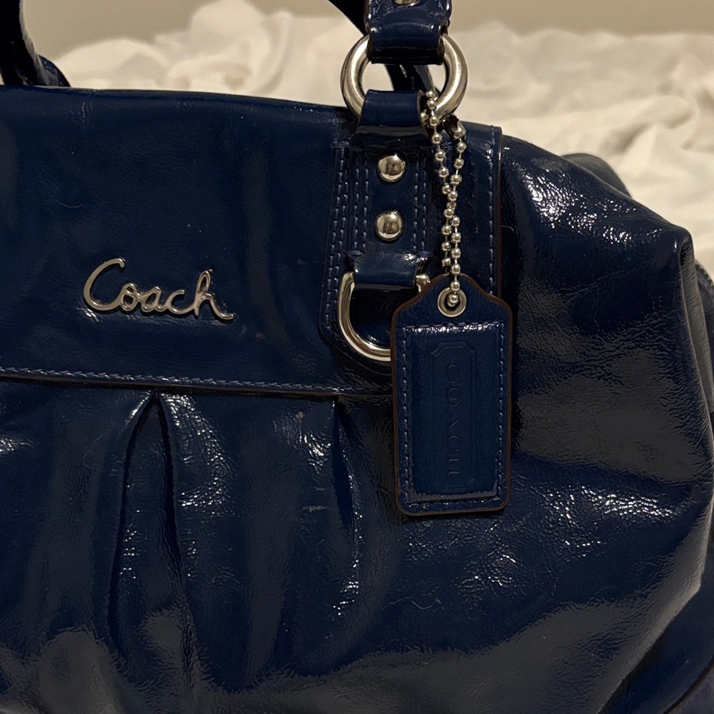 Coach Dark Blue Leather Satchel - Picture 5 of 7